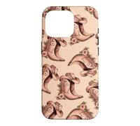 Pink Floral Cowgirl Boots Western Boho Pattern Folk Art Case for iPhone 16 Pro