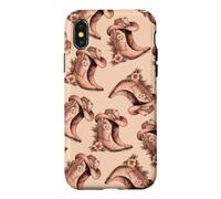 Pink Floral Cowgirl Boots Western Boho Pattern Folk Art Case for iPhone X/XS