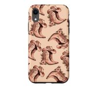 Pink Floral Cowgirl Boots Western Boho Pattern Folk Art Case for iPhone XR