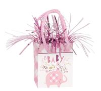 Pink Floral Elephant Mini Gift Bag Balloon Weight (6cm x 13cm) - Charming Design to Keep Party Anchored in Style - Perfect for Baby Showers, Birthdays, & Celebrations - 1 Pc