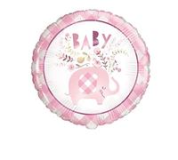Pink Floral Elephant Round Foil Balloon - Charming & Unique Design - Perfect for Birthdays, Baby Showers & Celebrations - 1 Pc
