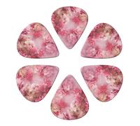 Pink Floral Flowers Print Guitar Picks 6 Pack With Organizer Storage Bag 0.46 0.71 0.96mm Guitar Plectrums Guitars Accessories For Bass Electric Acoustic Guitars