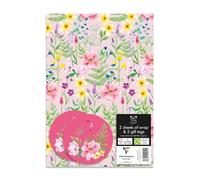 Pink Floral Gift Wrapping Paper Sheets with Tags - Pack of 2