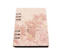 Pink Floral Notebook A5, Pu Leather A5 Notebooks, Lined Paper Teacher Notebook 180Pages/90Sheets, Workbook for Writing, Exercise Books for Dairy, College Supplies Women Man