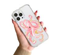 Pink floral Octopus Art Silicone Y2K Clear TPU Custom Compatible With iPhone 11 12 13 14 15 16 16E 17 XR X SE 7 8 Air Pro Max Plus Mini S22 S23 S25 S26 Case Personalised Name Cover