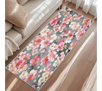 Pink Floral Pattern Runner Rug 80x200, Non Slip Japanese Modern Flower Pattern Carpet Runner for Hallway, Washable Short Pile Living Room Long Rugs for Kitchen Entryway Bedroom Decor