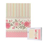 Pink Floral Polka Dots Neutral Striped Combo Vintage Shabby Chic Flower Lace Pattern,500 Pieces Wooden Jigsaw Family Game Jigsaw Puzzles for Adults Teens