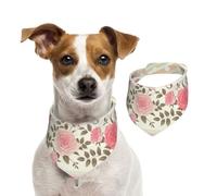Pink Floral Polka Dots Neutral Striped Combo Vintage Shabby Chic Flower Lace Pattern,Dog Bandanas Cotton Pet Scarf Adjustable Bibs for Pet,M