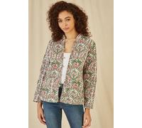 Pink Floral Print Reversible Cotton Quilted Jacket Yumi Pink 16
