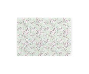Pink Floral Rectangular Small Glass Worktop Saver - Smooth Kitchen Chopping/Cutting Board Worktop Protector with Non-Slip Feet 28.5cm x 20cm (11" x 8")