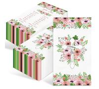 Pink Floral Religious Paper Napkins 3 Ply Blessed Cross Disposable Towels for Bathroom Decorative Bible Verses Guest Napkins for Wedding Baby Shower First Communion