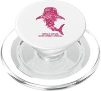 Pink Floral Whale Shark Spirit Animal Graphic PopSockets PopGrip for MagSafe