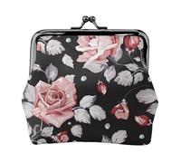 Pink flower (2) coin purse for women,small womens wallet,small makeup bag for purse,ultra-thin retro change wallet, Black, One Size, Art Deco