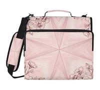 Pink Flower Abstract Line 1.5-Inch 3-Ringing Zip Up Binder with Handle and Removable Shoulder Strap Multi-Pocket School Binders Organizer for Office School Gestor de encuadernación de documentos