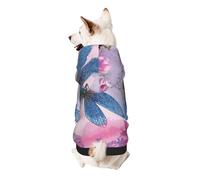 Pink Flower And Blue Dragonfly Print Dog Hoodie For Small Dogs, Warm, Soft, And Breathable Sweatshirt, Easy To Wear Jumper, Pet Winter Weather Coat Pullover