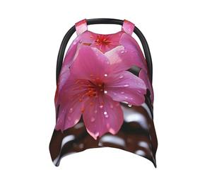 Pink Flower Baby Car Seat Canopy Cover, Multi Use Breathable Nursing Breastfeeding Covers for Mom Soft Stroller Sun Shade Newborn Shower Gift