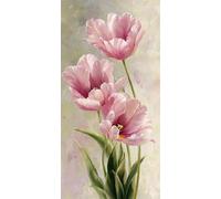 Pink Flower Diamond Art Kits Adults, DIY 5D Large Diamond Painting Retro Full Square Drill Crystal Art Kits 15.8x27.6 Inch, Embroidery Cross Stitch Canvas Painting by Numbers for Home Decor (SQ957)