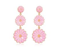Pink Flower Earrings Daisy Earrings for Women Floral Earrings Spring Earrings for Women Cute Unique Fancy Earrings Long Statement Earrings Summmer Earrings (Style1_Pink)