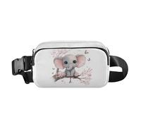 Pink Flower Elephant Fanny Pack for Women Men Crossbody Belt Bag Fashion Waist Packs Purse with Adjustable Strap Travel Chest Bag for Outdoors Shopping Traveling