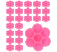Pink Flower Glue Container 200pcs Reusable Plastic Holder Kit | Eyelash Extension and Nail Art Colors, Small Lightweight Design, for Salon or Makeup Beginners