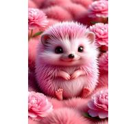 Pink Flower Hedgehog Jigsaw Puzzles for Adults 300 Pieces Educational Toys Challenging Game 300 Piece Puzzles for Adults for The Whole for Women Gifts for Men