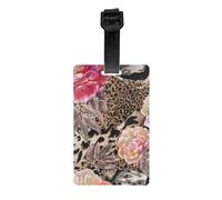 Pink Flower Leopard Luggage Tags - Eye-Catching Bag Tags for Easy Identification,to Provide Convenience and Style During Your Travels.