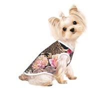 Pink Flower Leopard Print Pet Sleeveless Tank Top for Dogs Cats Apparel Stretchy Soft Fashion Vest Gear Wear