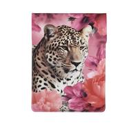 Pink Flower Leopard Printed 13 Inch Laptop Sleeve PU Leather Shockproof Notebook Computer Bag Cover Tablet Carrying Case