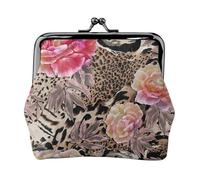 Pink Flower Leopard Printing Minimalist Lightweight Wallet for School and Work Commutes,Concerts Travel Kit Wallet