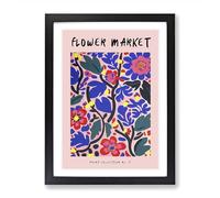 Pink Flower Market Exhibition No.5 Framed Print | A2 Black Framed Wall Art | Ready to Hang | Modern Floral Picture | Living Room Bedroom Lounge Office