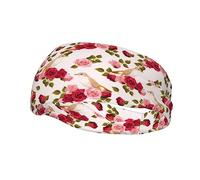 Pink Flower Nightingale Roses Red Floral Headbands for Women Non Slip face wash Makeup Headband Sports Running Headband Stretchy Sweat Band Fashion Wide Headbands for Women Head Bands Mens Sweatband