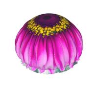 Pink flower pattern shower cap with double layer, hold your hair well whether it is showering or bathing.