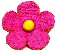 Pink Flower Pinata for Kids - Includes Bashing Stick & Blindfold - Fill Your Own Party Game Decoration - Fun Birthday Parties Activity for Girls - 40cm x 40cm x 8cm