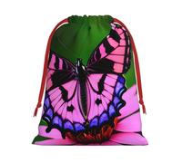 Pink Flower Purple Butterfly Print Gift Drawstring Bag Reusable Pouch Festive Decor Party Favor Daily Storage Sack