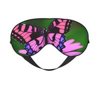 Pink Flower Purple Butterfly Print Sleep Mask,Soft Eye Mask with Adjustable Strap for Sleeping, Travel and Relaxation