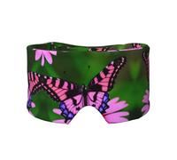 Pink Flower Purple Butterfly Printed Slumber Eye Shield, Reversible Sleep Gear, Light Blocking Headwrap, for Travel Comfort