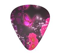 Pink Flower Purple Butterfly Stolmx Guitar Pick Set - Full Print Design, 3 Thicknesses Available