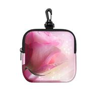 Pink Flower Rose, Square Zipper Storage Bag, Neoprene Coin Purse, Small Wallets, Change Pouch, Change Purse