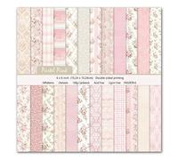 Pink Flower Scrapbook Paper, 6x6 Inch 24 Sheets Double-Sided Spring Patterned Scrap Crafting Paper for Holiday Cardmaking DIY Album Origami Art Journaling Supplies