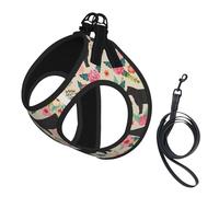 Pink Flower Show Steer Cows Cattle Adjustable Reflective Harness Leash Set For Cats And Dogs, Soft Breathable Mesh Vest With Escape-Proof Design For Small Pets
