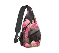 Pink Flower Show Steer Cows Cattle Chest Bag, Lightweight Straps, Sturdy And Durable, Suitable For Most People