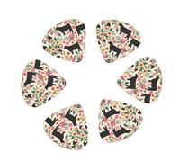Pink Flower Show Steer Cows Cattle print Guitar Picks 12PCS Mixed Gauges(0.46/0.71/0.96mm) with Case, for Guitar/Ukulele