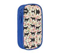 Pink Flower Show Steer Cows Cattle Print Practical Pencil Case Multi-Compartment Office Travel School Art Daily Supplies