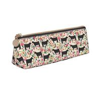 Pink Flower Show Steer Cows Cattle Print Students Supplies Higher Capacity Pencil Pouch Pen Case School Travel Office Desk
