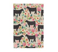 Pink Flower Show Steer Cows Cattle Printed Wooden Puzzle 300 Piece, Cute Puzzle Game in Plastic Box for Family Entertainment and Brain Training Gifts