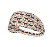 Pink Flower Show Steer Cows Cattle Printing One-Pack Comfortable Elastic Exercise Headband Athletic Band 4.3 * 13.4in Soft And Breathable â€‹