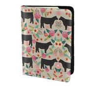 Pink Flower Show Steer Cows Cattle Printing Passport Holder for Travel Must Have,Passport Cover Case for Travel Accessories for Women Men