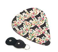 Pink Flower Show Steer Cows Cattle Set Of 6 Guitar Plectrums For Acoustic Guitar, Electric Guitar, Bass, Ukulele - Thin, Medium And Thick.