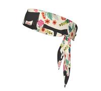 Pink Flower Show Steer Cows Cattle Sports Headband Double-Sided Head Wrap Breathable Sweat Wicking For Running Tennis Cycling