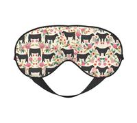 Pink Flower Show Steer Cows Light Blocking Sleep Mask Adjustable Comfortable Soft Eye Cover Reversible Night Rest